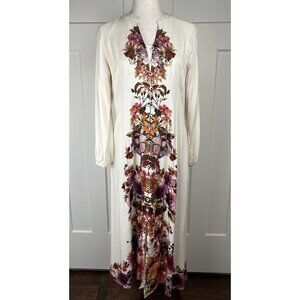 Soft Surroundings Paulette Maxi Dress Long Sleeve Floral Button Front Boho PS